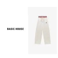 Basic House/百家好慵懒风松弛显瘦宽松简约拼接长裤-B0625B5LOP2