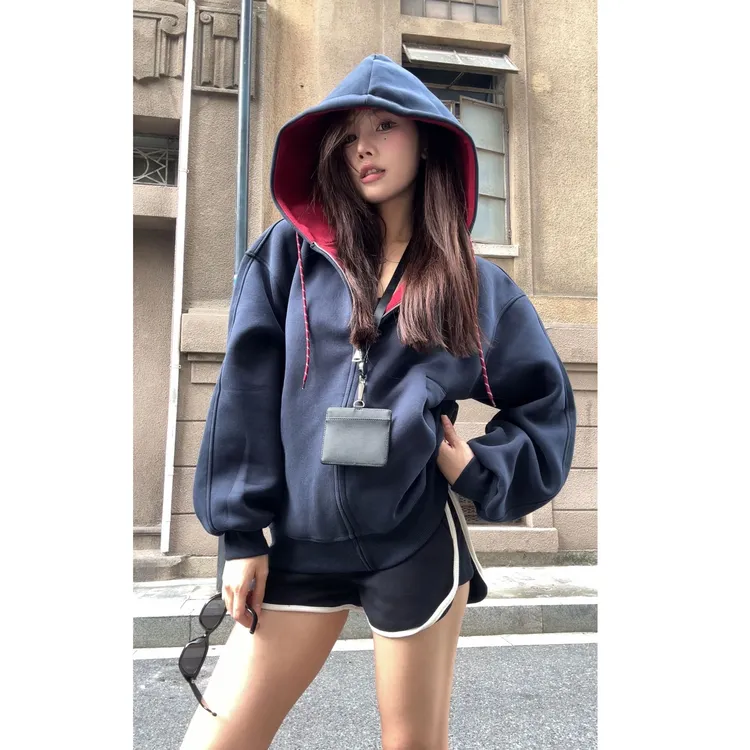 ICHMODE「初秋穿搭」慵懒风开衫外套400g重磅撞色卫衣连帽休闲拉链