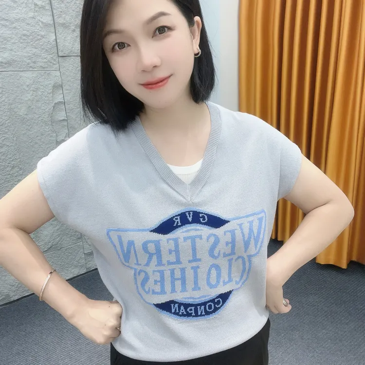 5117微胖夏季薄款短袖【大米家专属】假两件宽松短袖百搭字母显瘦女