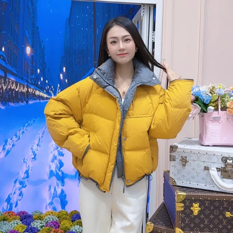 25年新款韩版立领独特设计时尚休闲加厚短款小个子白鸭绒羽绒服