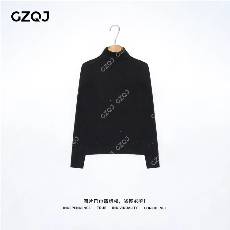 老琴私服【繁星】琥珀流光风绵羊毛堆堆领针织打底衫上衣女35817