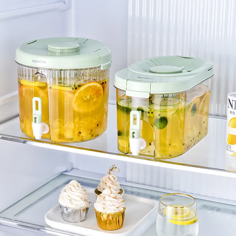 家用冰箱冷水壶带龙头大容量冰镇凉水壶饮料冷水桶透明果汁桶定制