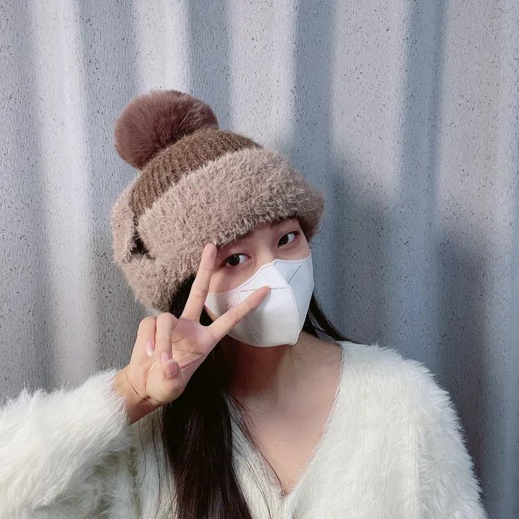 【加绒护耳帽】时尚百搭针织帽保暖毛绒可爱冬季护耳帽女款冬保暖