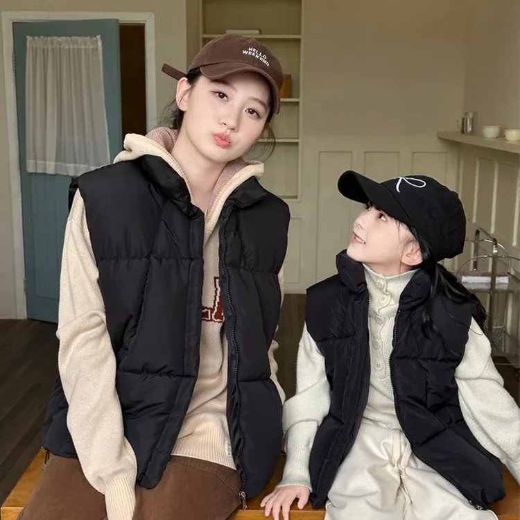 亲子装儿童棉马甲中大童加厚保暖背心秋冬季男女童时尚坎肩女宝