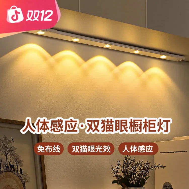 帝曼森双眼皮家用无线充电式波纹山丘射灯自动感应灯带柜橱灯条