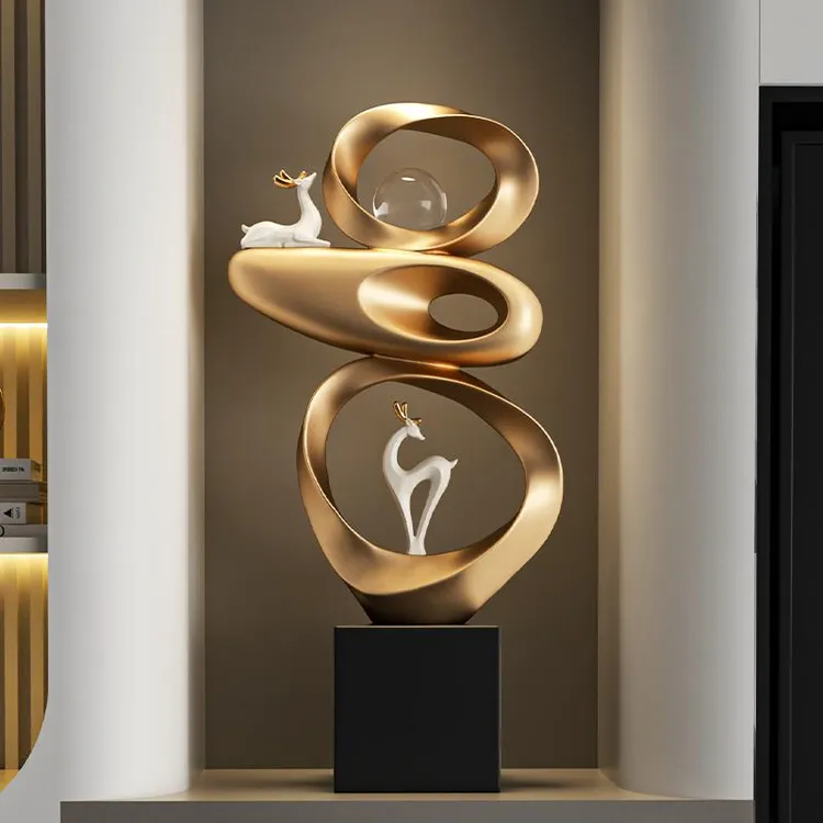 时来运转玄关装饰摆件高级感小众客厅轻奢高档电视柜落地乔迁礼物