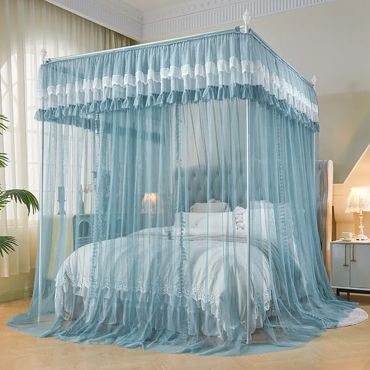 2025新款浪漫刺绣花边三开门外穿落地款蚊帐-知夏