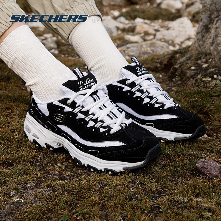 【经典款】斯凯奇女鞋2025秋冬新款黑白熊猫鞋休闲运动鞋厚底老爹鞋