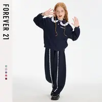 Forever 21童装女童套装2025新款秋季花边儿童卫衣polo大童运动裤