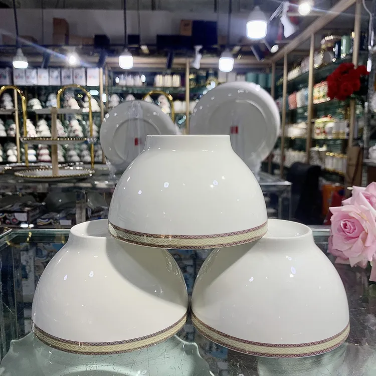 新款10个金边碗维吾尔族清茶碗汤饭碗哈萨克族加厚奶茶碗陶瓷c20