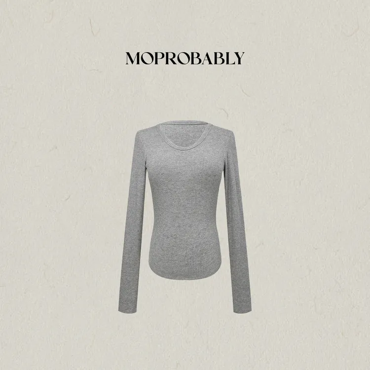 Moprobably李予诺「鞠冬」极简风绒感蓄温打底长袖针织衫L5447016