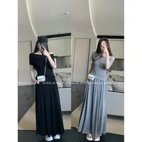 153-NO退NO换【镇店神裙】2色！斜肩一字肩套装（短袖+半裙）