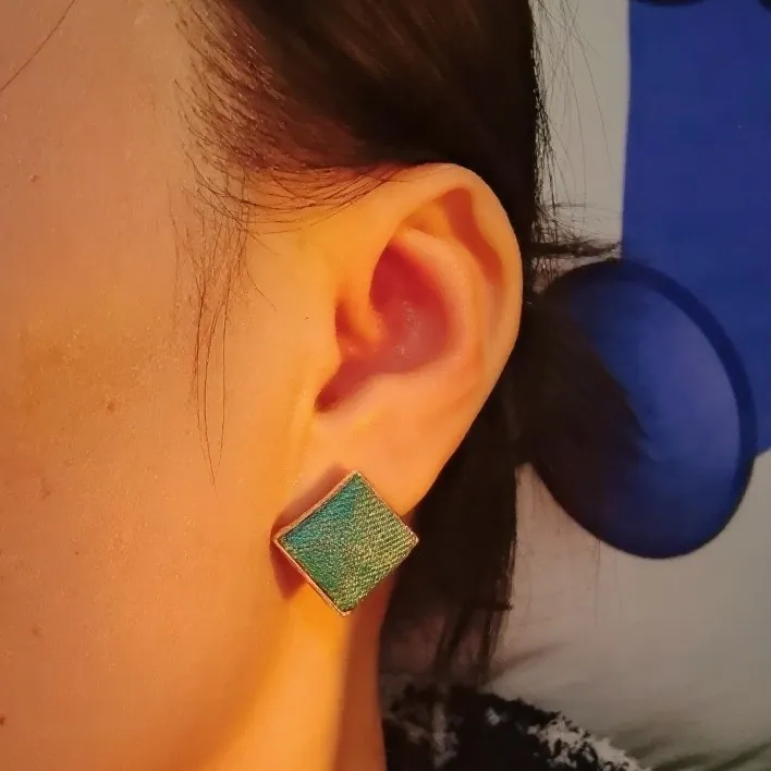 铜合金真丝耳饰 耳饰 非遗宋锦复古手工高级感拱菱形925耳钉