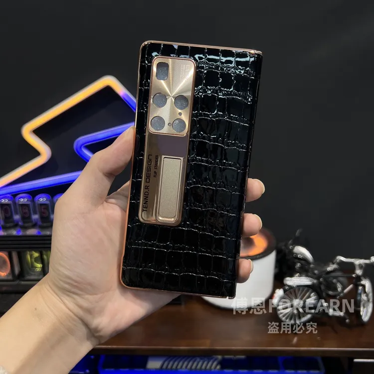 适用于华为matex2手机壳真皮手工定制x2支架防窥典藏版鳄鱼纹壳膜