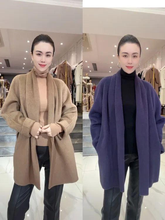 6204【100%驼绒】研家轻奢松弛感简约时尚气质驼绒中长大衣外套