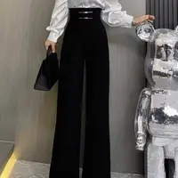 5660新款阔腿裤女时尚气质百搭洋气休闲长裤垂坠感高腰显瘦直筒裤
