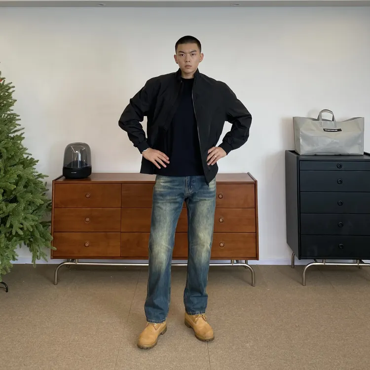 tillthedawn美式水洗泥黄猫须牛仔裤男cleanfit休闲显瘦直筒裤