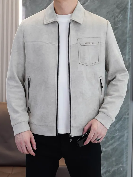 【大公道实体】新款冬季时尚休闲百搭男士麂皮绒商务翻领夹克外套