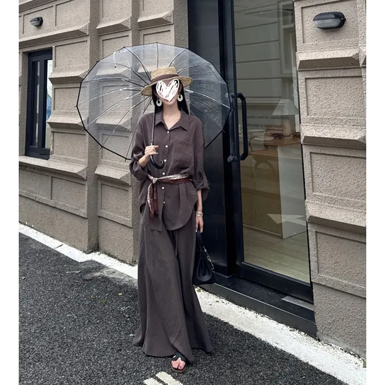 【慵懒老钱风】 高智感丝巾宽松衬衣百搭半身A字裙秋季三件套装
