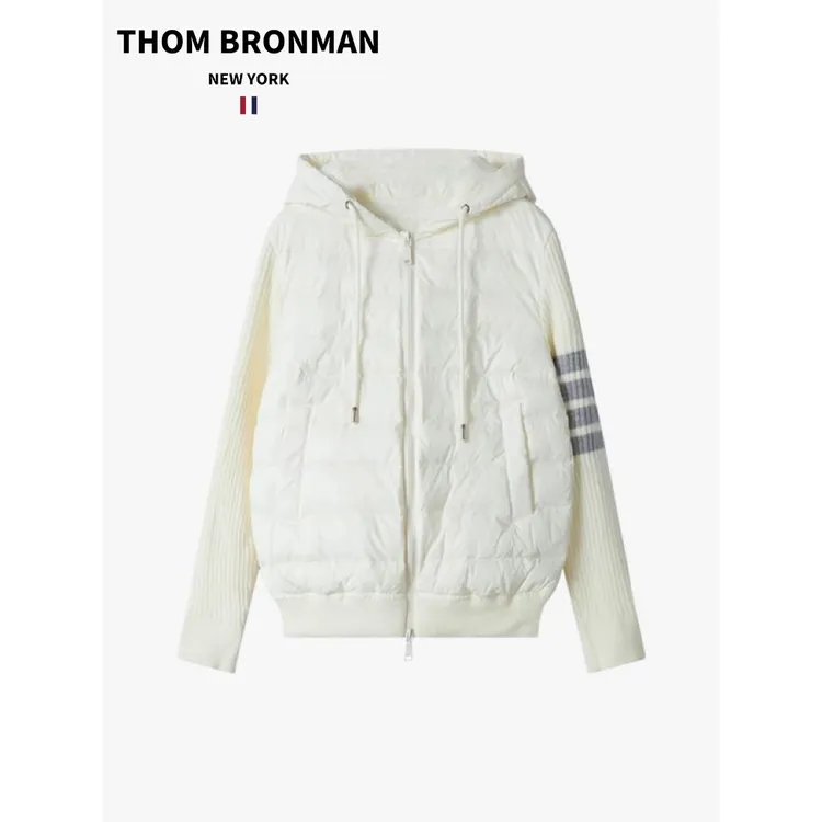TB【官方正品】THOM汤姆布郎鹅绒连帽羽绒服女冬季长袖拼接外套