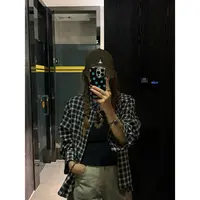 ONNI黑格衬衫外套背心两件套韩系长袖吊带套装早秋宽松叠穿#8300