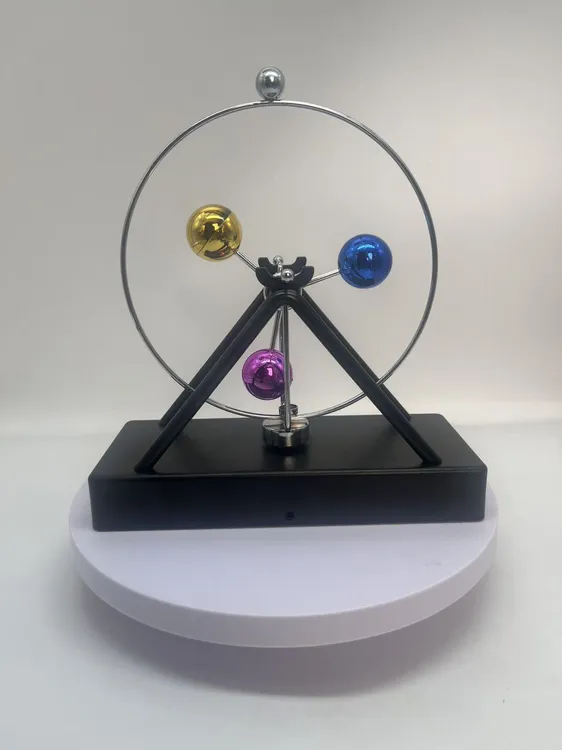 新款 三颗彩球磁浮永动摆件 三维立体旋转摆件 高颜值桌面摆件