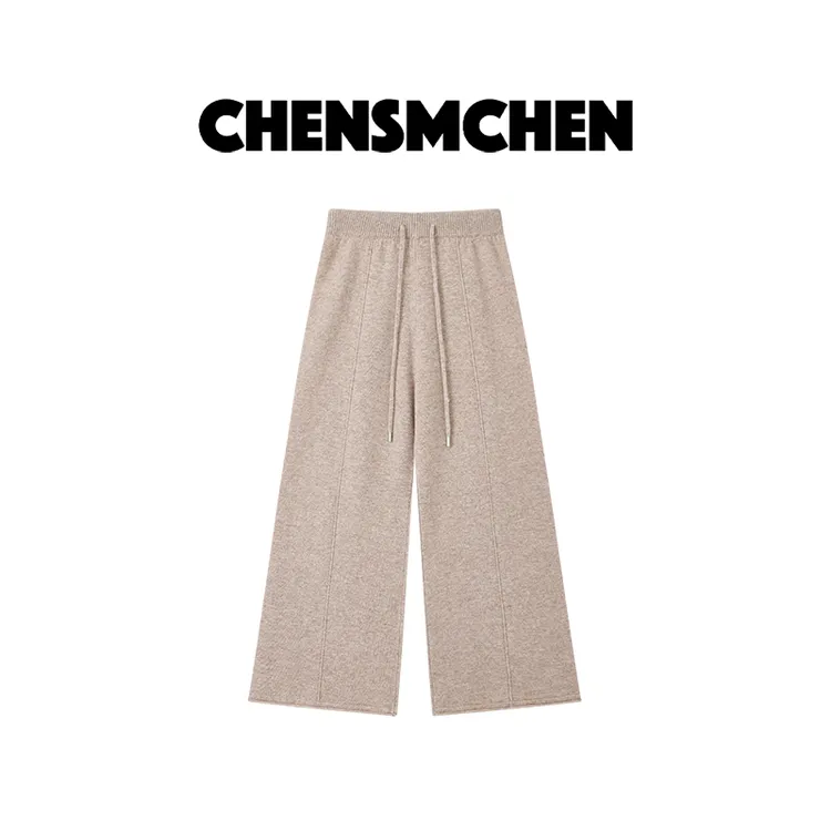 CHENSMCHEN 100%绵羊毛抽绳简约百搭休闲裤女显瘦裤子CSK10233SL