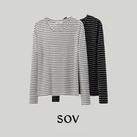 SOV "黑白条" 轻奢美利奴针织羊毛 两色t恤