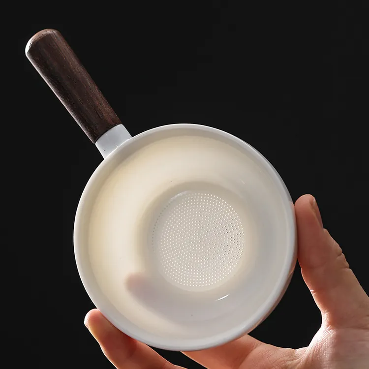 国潮新款茶漏茶滤羊脂玉白瓷茶叶过滤网泡茶神器公道杯一茶道用具