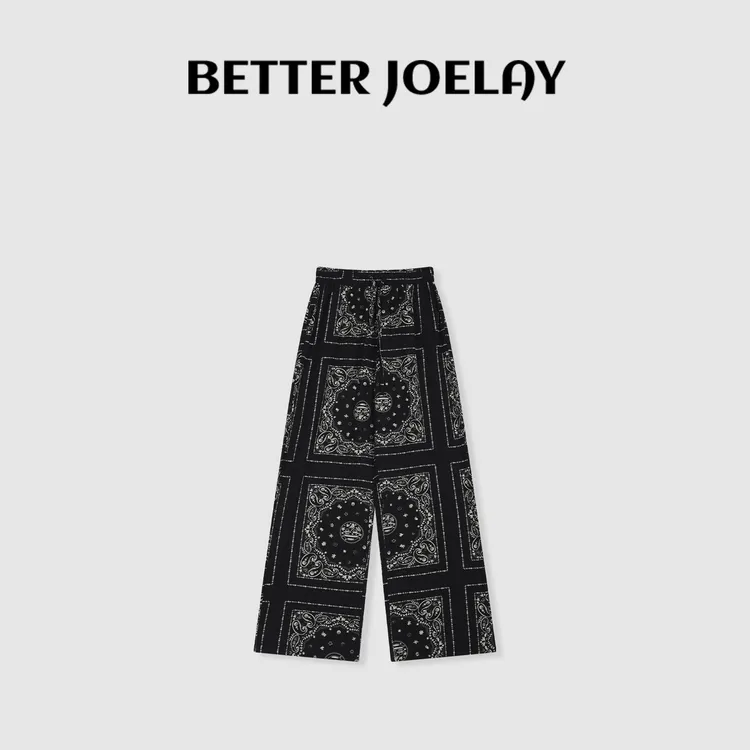 BETTER JOELAY-【瑰丽花彩】时尚休闲直筒裤子宽松百搭KKH2276