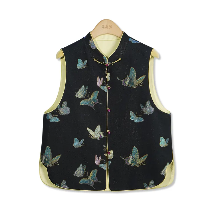 （双色）晴春蝶戏老宋锦马甲 新中式国风女装F25321