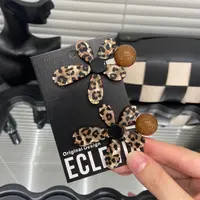 E4661韩国东大门豹纹花朵边夹女高级时尚气质侧边碎发一字夹发卡