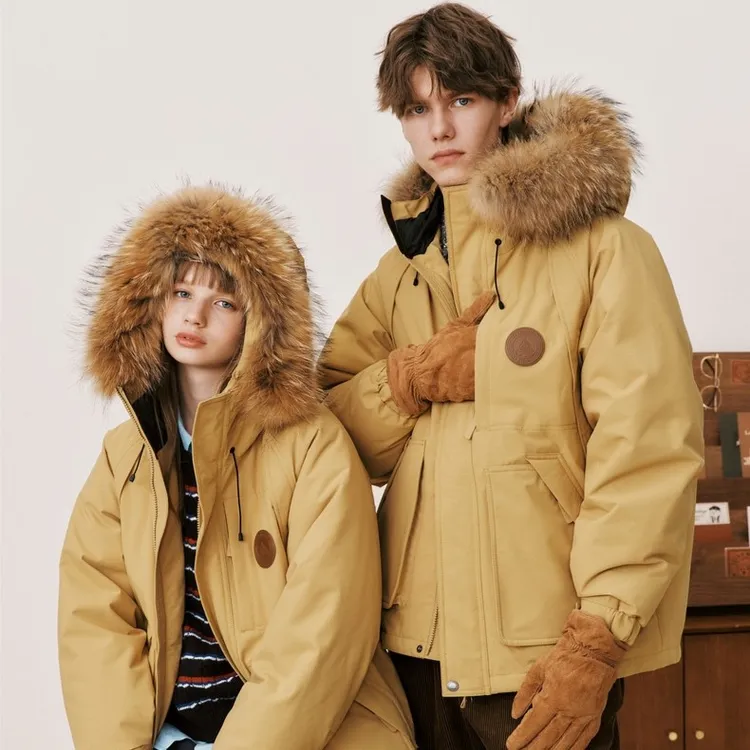 【明星同款】TeenieWeenie情侣三防貉子毛领白鸭绒羽绒服男款派克服