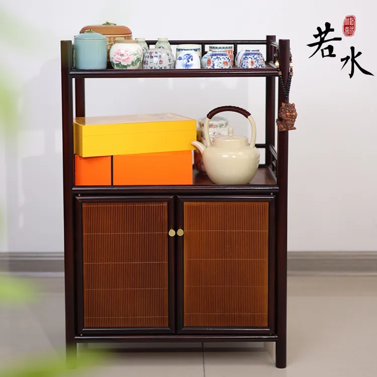 若水收纳柜子竹编高山楠竹家用茶具客厅落地可移动中式简约手工