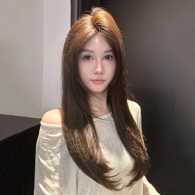 【小U专属】中分款层次直发升级手织头顶混真发大面积无痕假发片