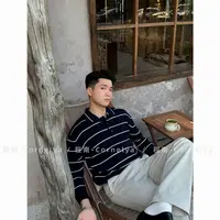 C /Cornelya 条纹简史 ’高质感软糯亲肤百搭宽松休闲针织翻领毛衣