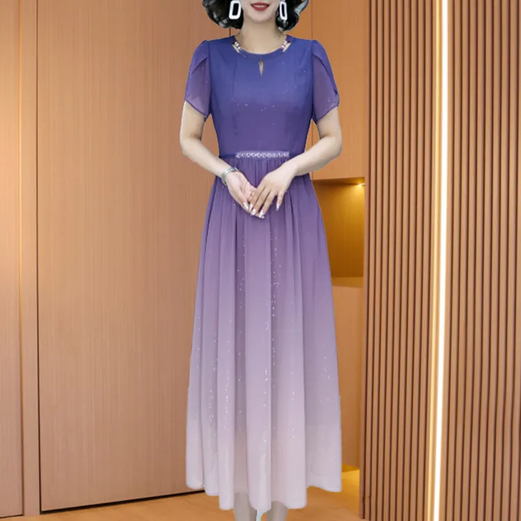 紫色优雅气质时尚百搭高端大气减龄休闲显瘦连衣裙