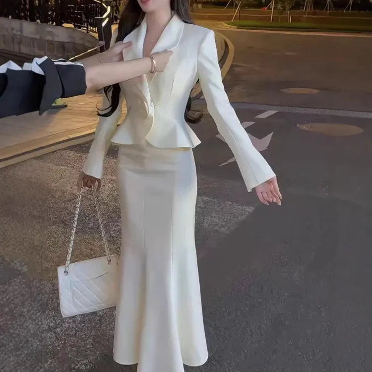 新款干练职业通勒套裙优雅修身显瘦大码女装
