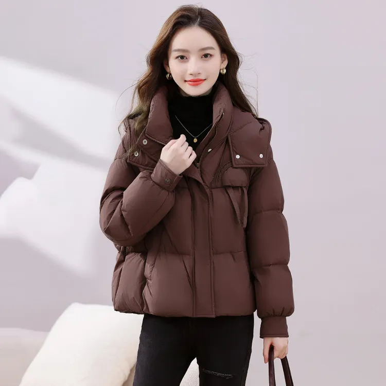 面包服羽绒棉服女短款2025冬新款小个子高端洋气加厚保暖连帽外套