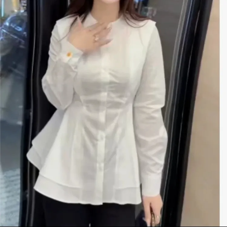 春新款法轻熟风收腰显瘦上衣女装