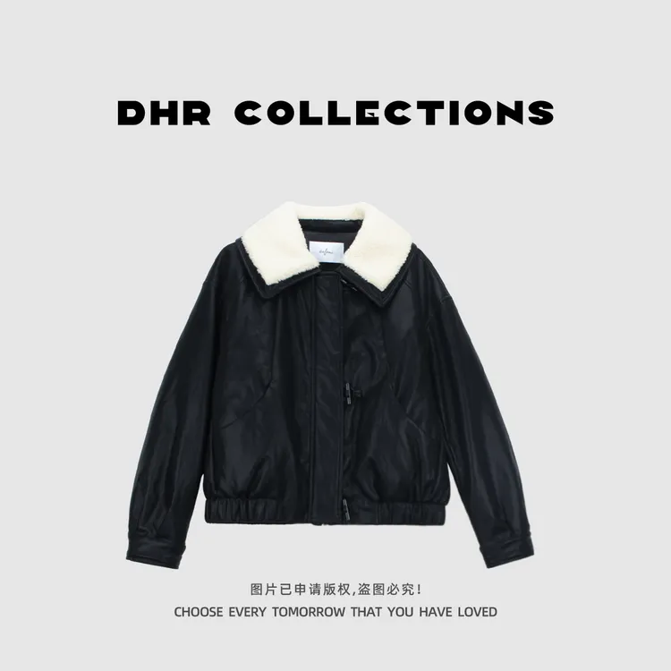 豆豆11【pu皮羽绒服】韩版翻领保暖时尚百搭翻领休闲外套-8015125DY