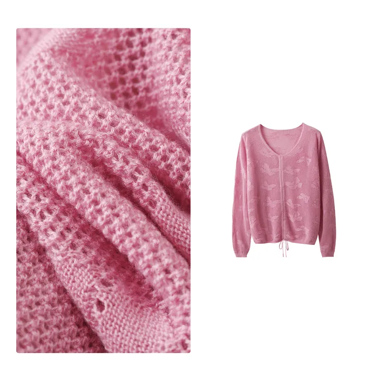 反季！特！门店29&9！蝴蝶打底」超细绵羊毛透气抽绳针织上衣女H00708