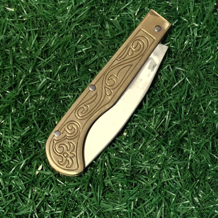 新疆木垒哈萨克户外手工刀弹簧钢分割吃肉多功能折叠水果刀削皮