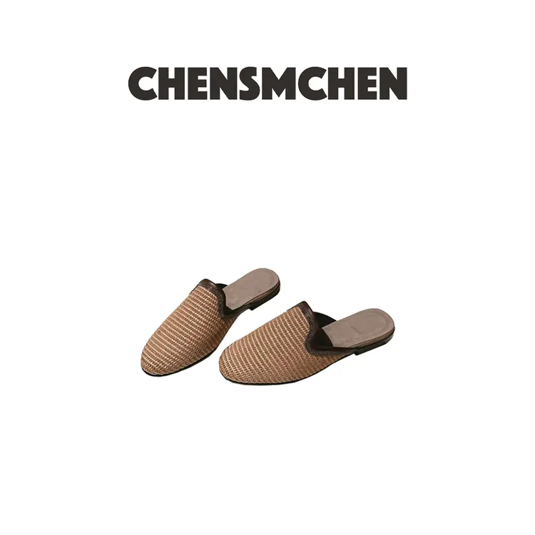 CHENSMCHEN 手工串珠链包头穆勒平底编织半拖7008