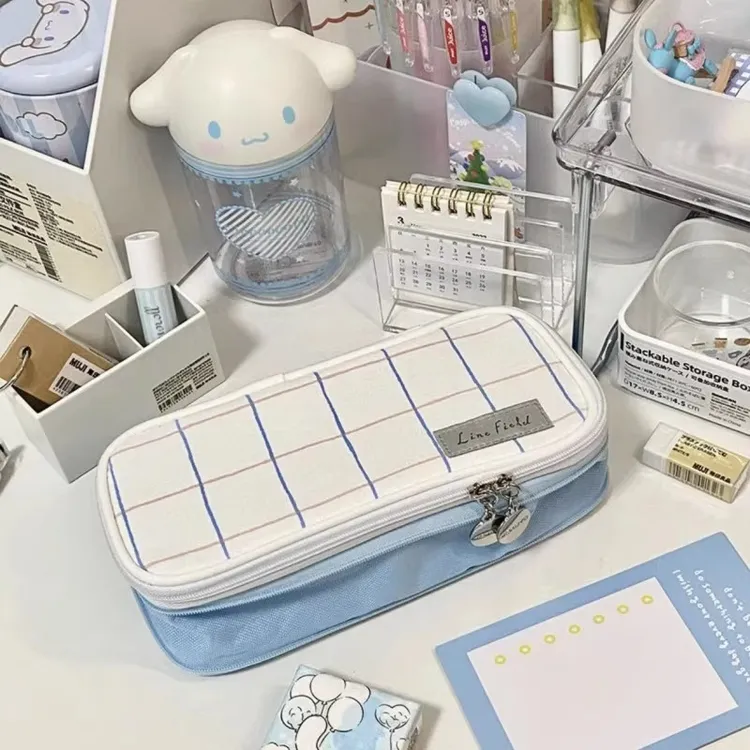 日本KOKUYO国誉笔袋可扩展开多层文具盒双拉链大容量学生双层笔袋