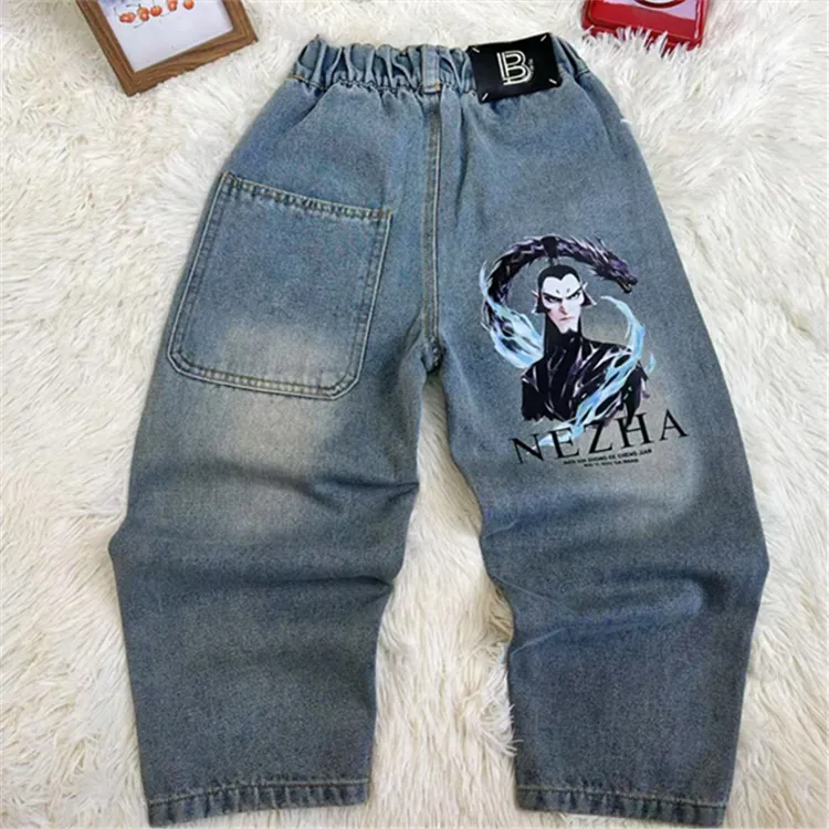 【高定申公豹】春季儿童牛仔单裤2025中大童宽松牛仔长裤男童帅气