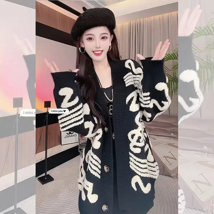 慵懒风软糯针织开衫毛衣外套早秋季2025新款大码洋气显瘦长袖上衣