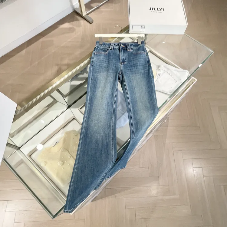 JILLYI【心动讯号】水洗蓝高腰街头风时尚百搭显瘦牛仔裤