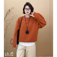 欧尼私服 2025秋季新款慵懒风圆领宽松套头卫衣百搭上衣2509C6017