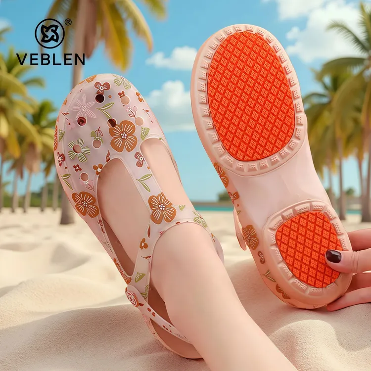 VEBLEN维布伦沙滩洞洞鞋女外穿软底海边厚底果冻凉鞋包头夏季凉拖